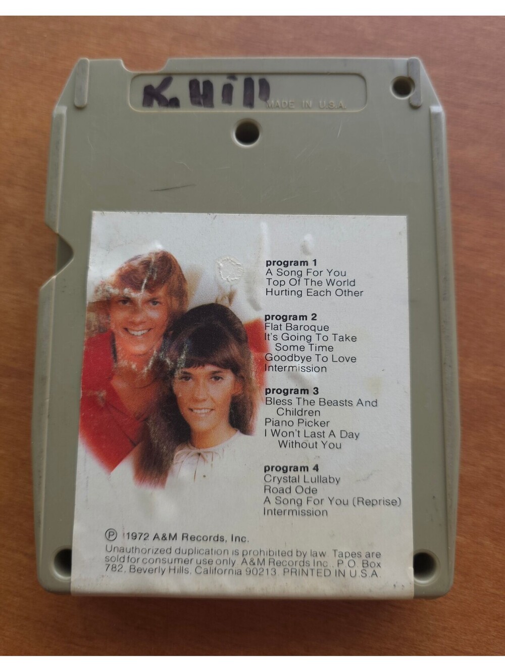 Vintage 8 track tape of the Carpenters